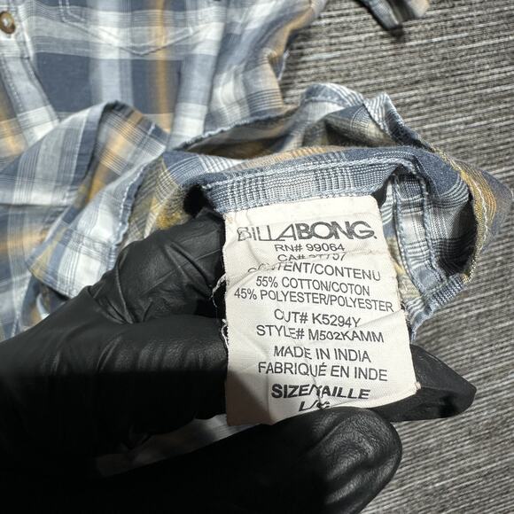 Billabong Button Up Shirt Men's L Blue Plaid Short Sleeve Tailored Fit #M502KAMM - Picture 8 of 15
